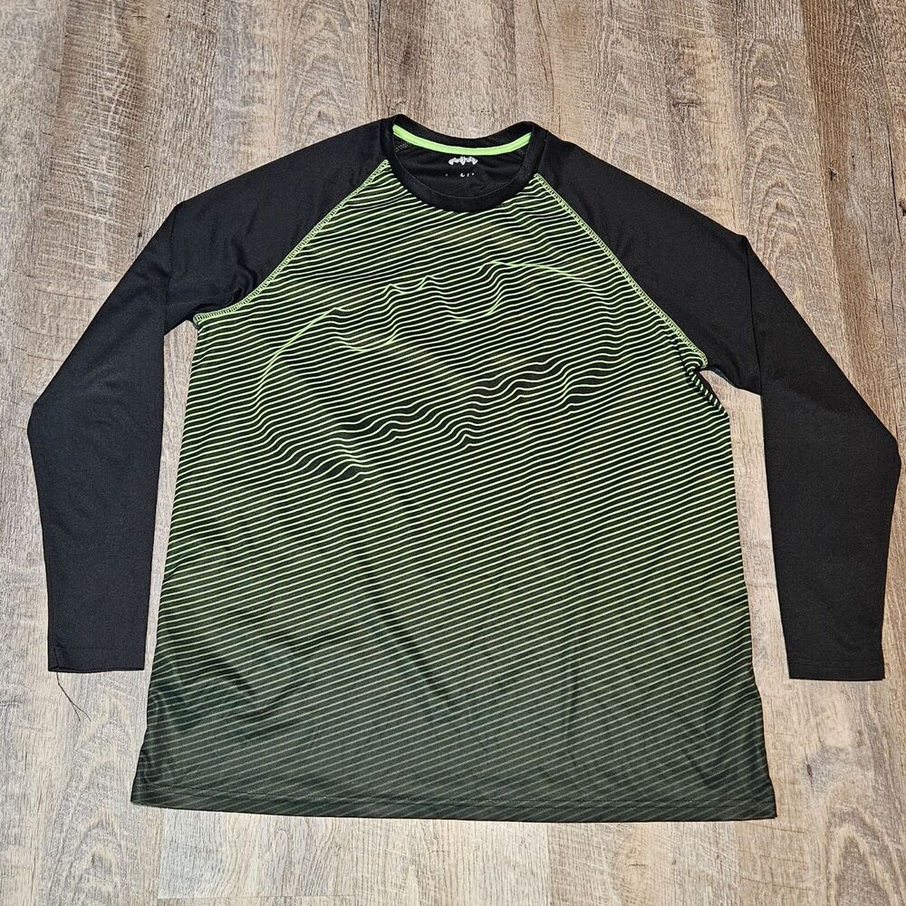 Batman DC Comics Black Green Long Sleeve Logo Shirt Size XL Polyester Spandex